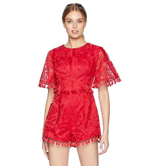 findersKEEPERS // red lace tassel open back romper - Picture 2 of 8